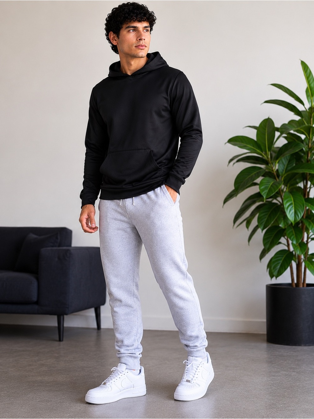 🖤 Ideology Black Fleece Hoodie Athletic Pullover Men’s Large‎ Streetwear.